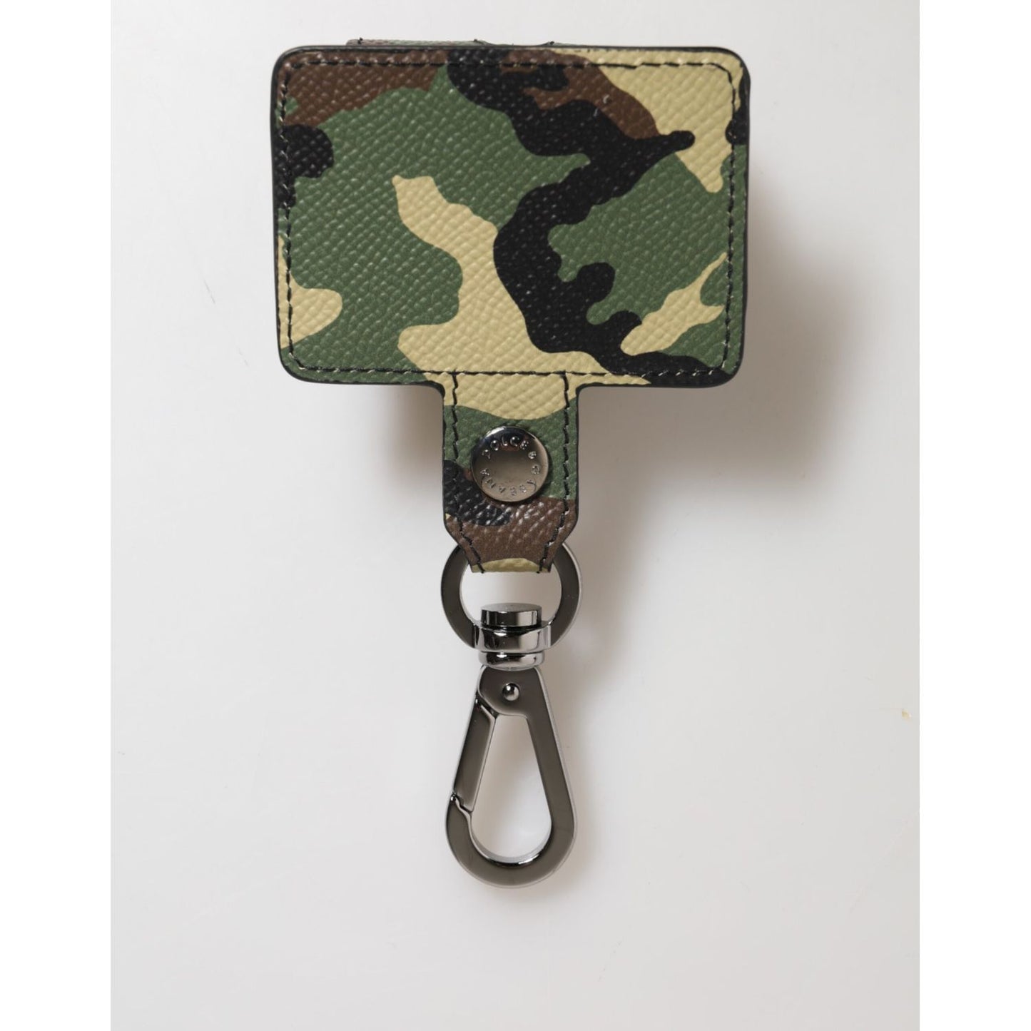 Dolce & Gabbana Multicolor Camouflage Leather Metal Accessory Airpods Case