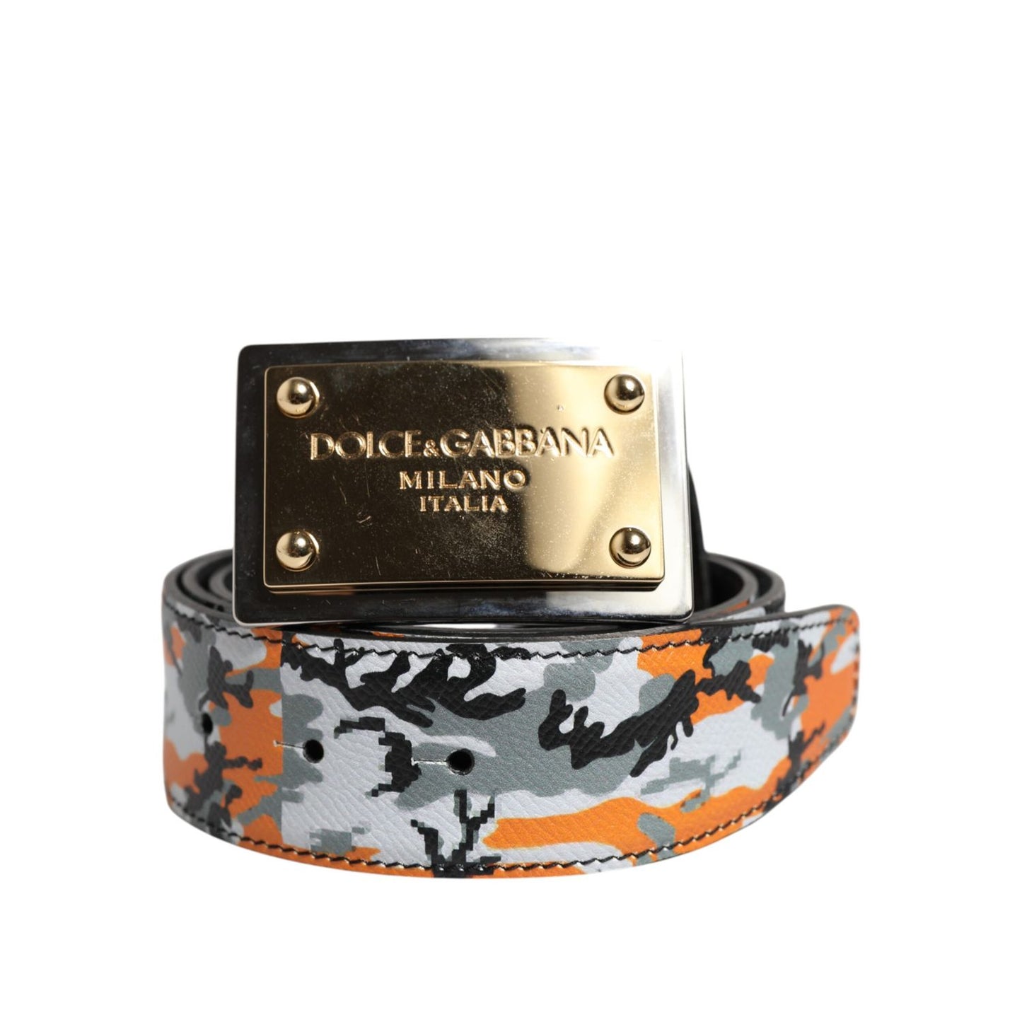 Dolce & Gabbana Multicolor Camouflage Metal Logo Buckle Belt