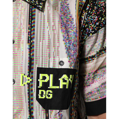 Dolce & Gabbana Multicolor Graphic Collared Casual Shirt