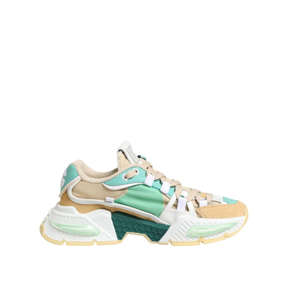 Dolce & Gabbana Multicolor Leather Airmaster Low Top Sneakers Shoes featuring a dynamic mix of colors with rubber and calfskin details.
