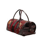 Dolce & Gabbana Multicolor Leather Jacquard Velvet Travel Duffle Bag with floral design, top handles, and luxurious details.