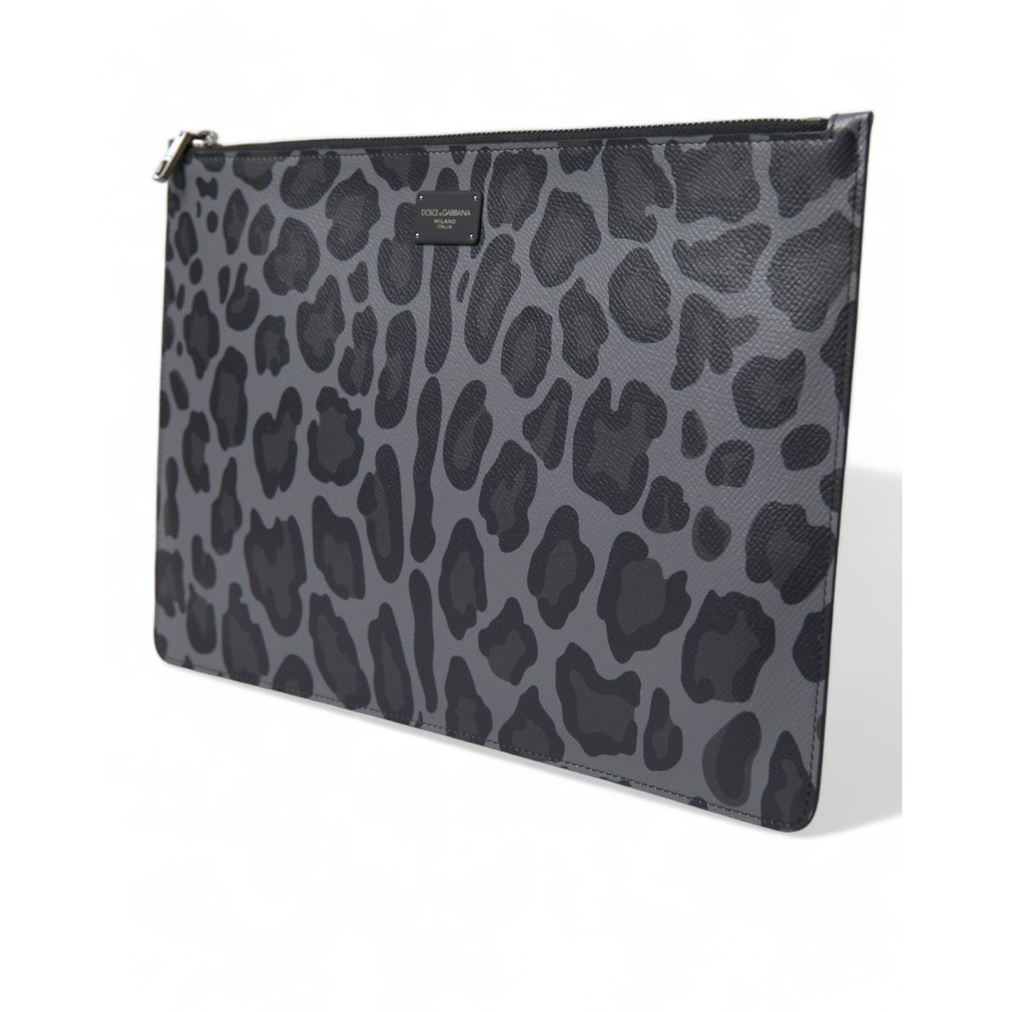 Dolce & Gabbana Multicolor Leopard Jacquard Logo Plaque Document Briefcase Bag, luxury style with leopard print.
