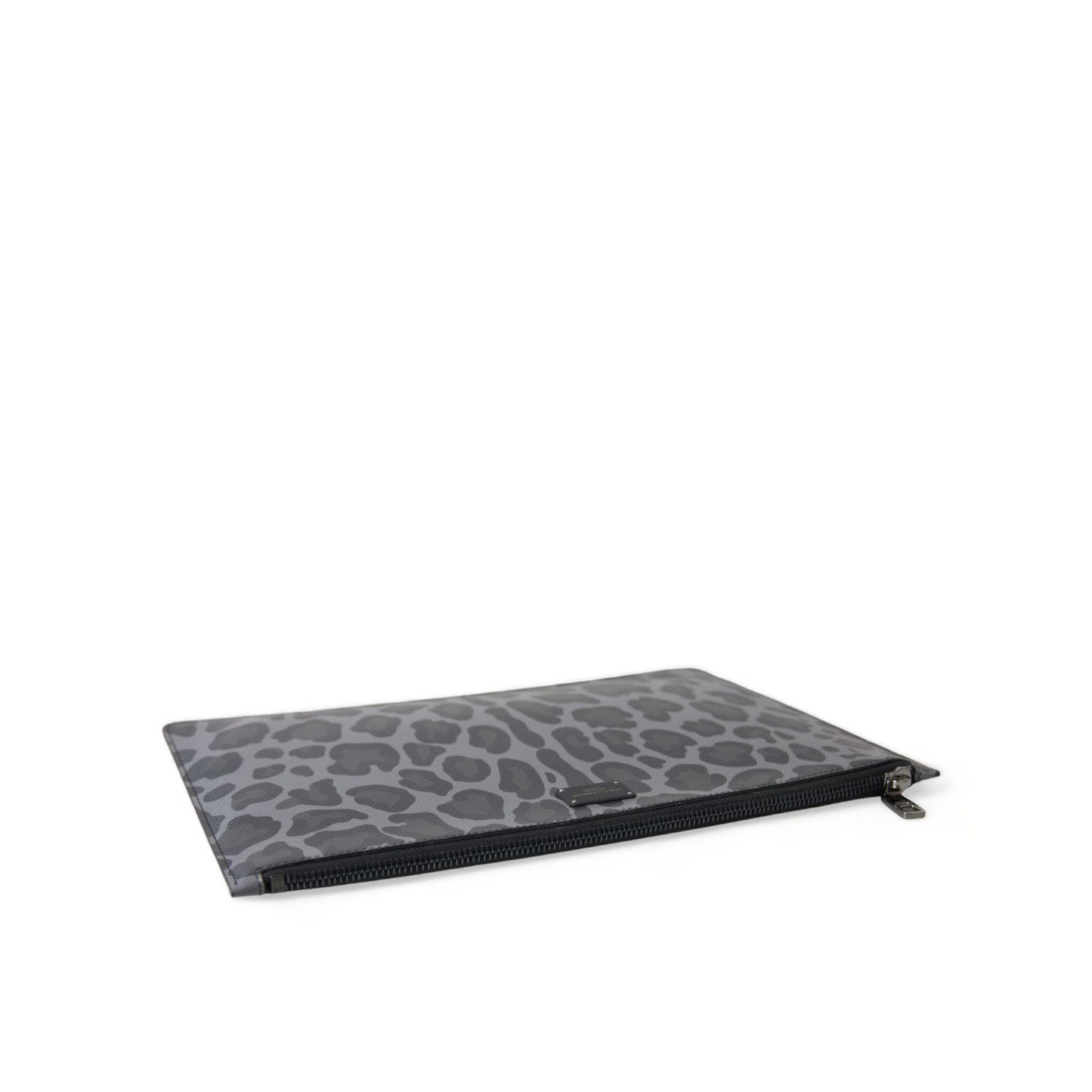 Dolce & Gabbana Multicolor Leopard Jacquard Logo Plaque Document Briefcase Bag displaying its sleek design on a white background.