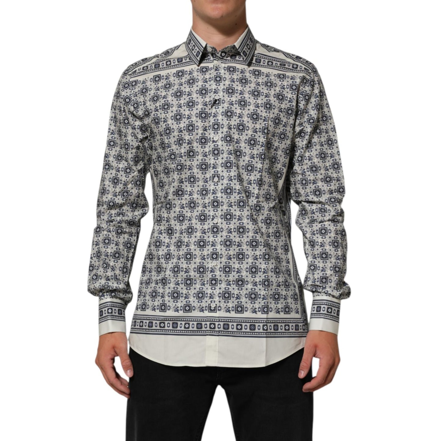 Dolce & Gabbana Multicolor Monkey Tie Print GOLD Dress Shirt