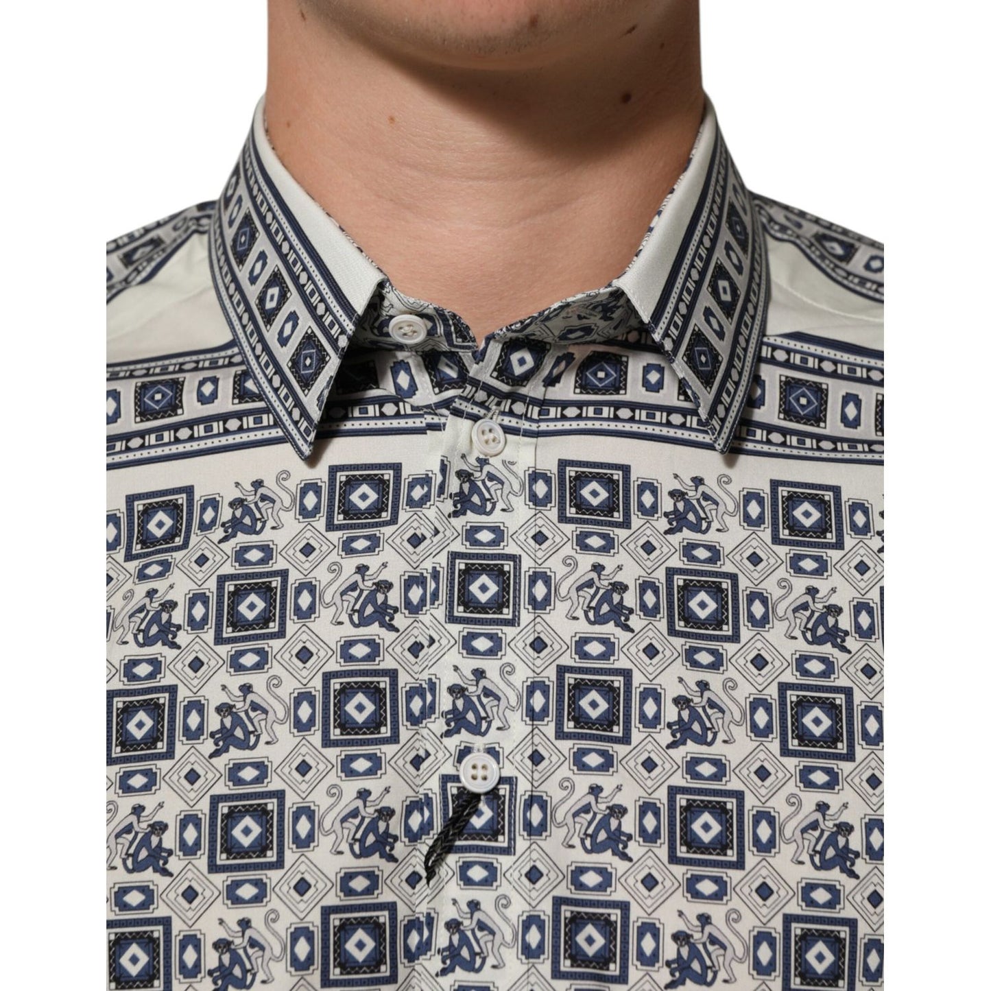 Dolce & Gabbana Multicolor Monkey Tie Print GOLD Dress Shirt