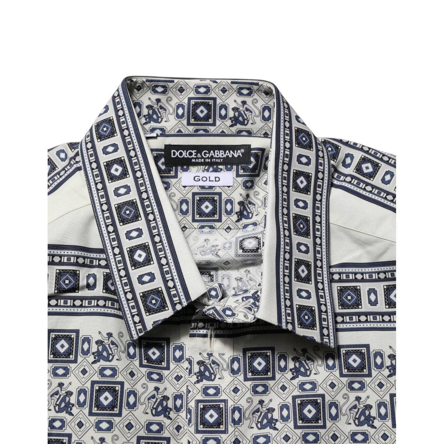 Dolce & Gabbana Multicolor Monkey Tie Print GOLD Dress Shirt