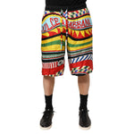Dolce & Gabbana Multicolor Sicilian Carretto Shorts Swimwear with vibrant Sicilian Carretto print, drawstring, and luxury design.