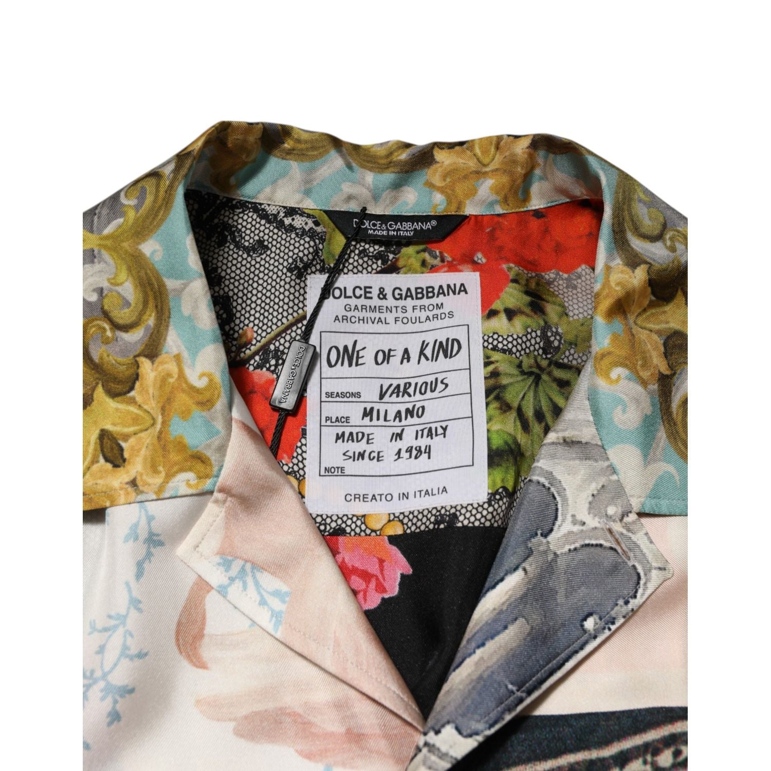 Dolce & Gabbana Multicolor Silk Opera Print Men Casual Shirt