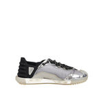 Dolce & Gabbana Multicolor Silver Logo Low Top NS1 Sneakers Shoes featuring a stylish design with mixed materials and rubber sole.