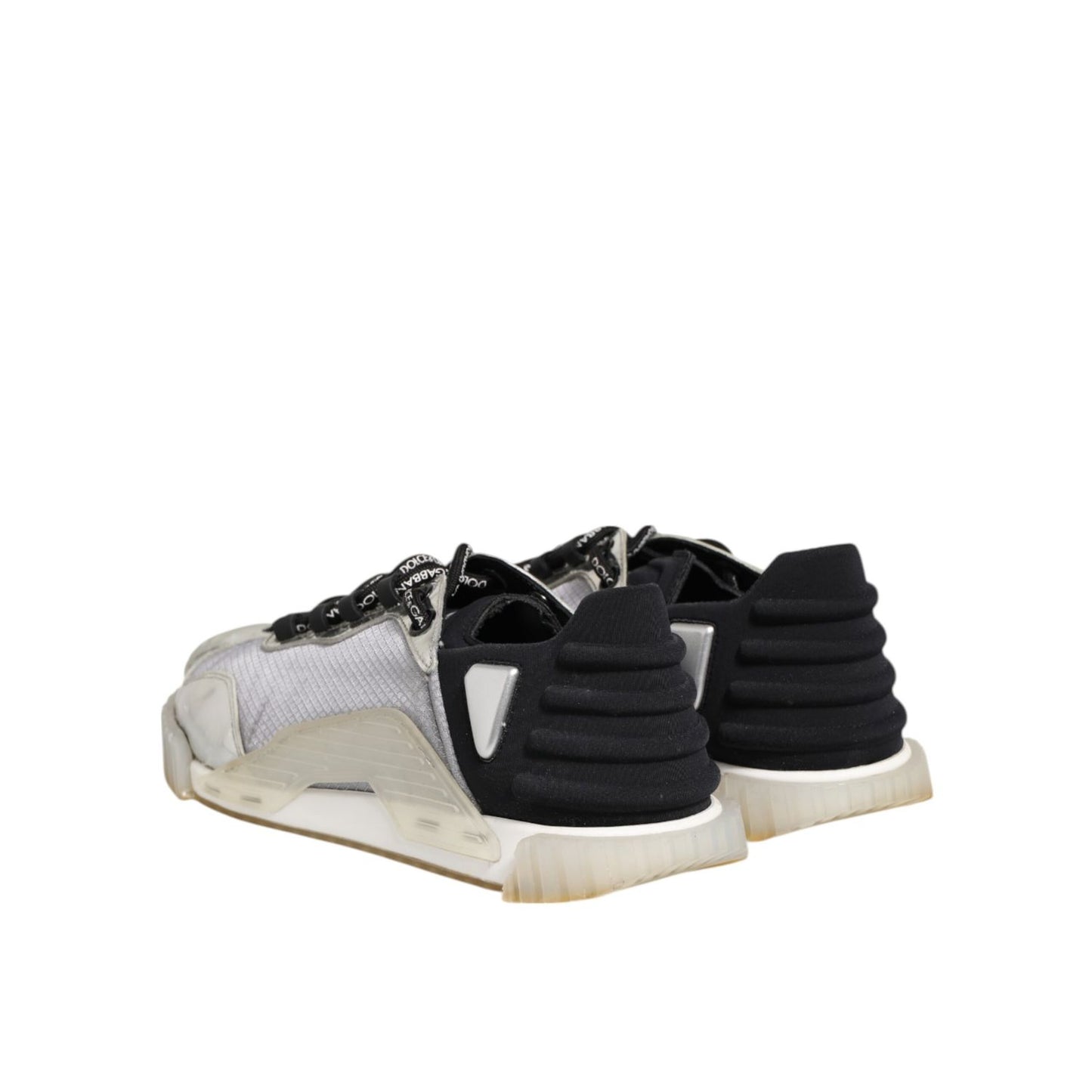 Dolce & Gabbana Multicolor Silver Logo Low Top NS1 Sneakers Shoes rear view with rubber heel and mesh design