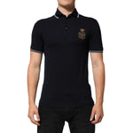 Dolce & Gabbana Navy Blue Cotton Crown Crest Logo Men T-Shirt