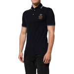 Dolce & Gabbana Navy Blue Cotton Crown Crest Logo Men T-Shirt