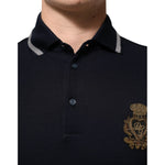 Dolce & Gabbana Navy Blue Cotton Crown Crest Logo Men T-Shirt