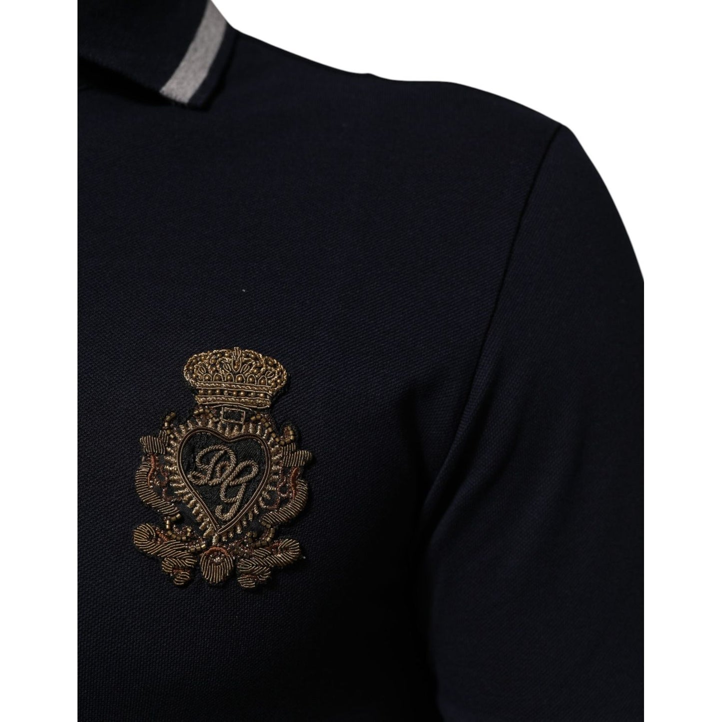Dolce & Gabbana Navy Blue Cotton Crown Crest Logo Men T-Shirt