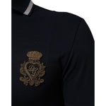 Dolce & Gabbana Navy Blue Cotton Crown Crest Logo Men T-Shirt
