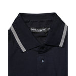 Dolce & Gabbana Navy Blue Cotton Crown Crest Logo Men T-Shirt