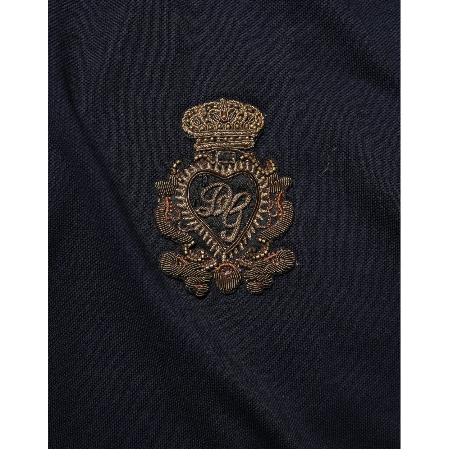 Dolce & Gabbana Navy Blue Cotton Crown Crest Logo Men T-Shirt