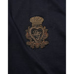 Dolce & Gabbana Navy Blue Cotton Crown Crest Logo Men T-Shirt