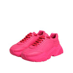 Dolce & Gabbana Pink Leather Daymaster Low Top Sneakers Shoes with rubber sole and lace-up closure, made in Italy, minor glue marks on right shoe.