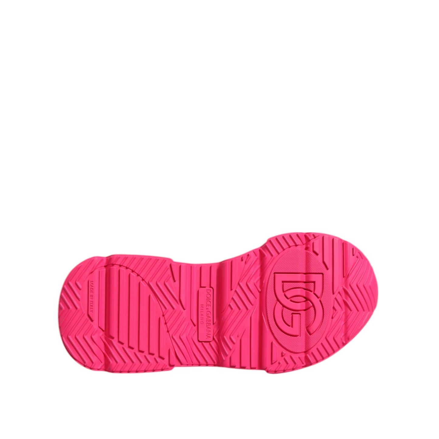 Bottom view of Dolce & Gabbana Pink Leather Daymaster Low Top Sneakers Shoes with rubber sole.