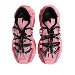 Dolce & Gabbana Pink Low Top Space Women Sneakers Shoes with lace-up closure and rubber sole, minor discolorations on right shoe.