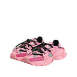 Dolce & Gabbana Pink Low Top Space Women Sneakers Shoes with lace-up closure and rubber sole, minor discolorations on right shoe.