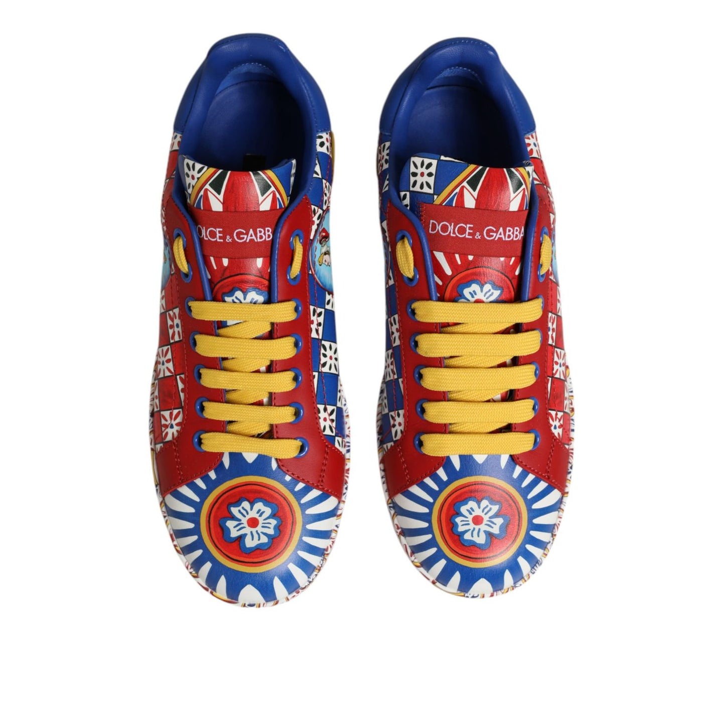 Dolce & Gabbana Portofino Carretto Printed Leather Sneakers Shoes