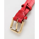 Dolce & Gabbana Red Exotic Leather Gold Tone Metal Buckle Women Armband with calf leather and logo details
