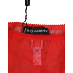 Dolce & Gabbana Red Nylon Sheer Mesh Lace Brief Panty Underwear with logo details and lace trim, made in Italy.