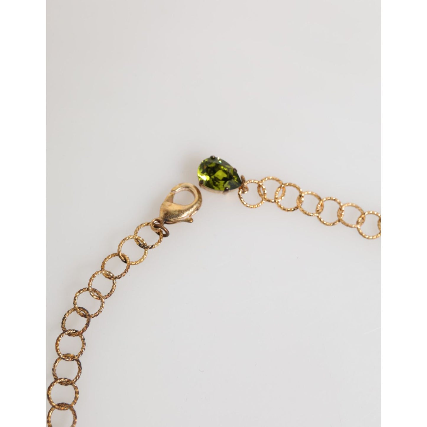 Dolce & Gabbana Red Rose Floral Crystal Embellished Statement Jewelry Necklace clasp and chain detail
