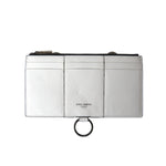 Dolce & Gabbana White Calfskin Leather Large Crossbody Card Holder Wallet with keyring attachment and zipper closure, 19cm x 10cm x 1cm.