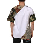 Back view of Dolce & Gabbana White Camouflage Patckwork Men Cotton T-shirt featuring bold camo design.