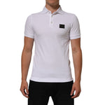 Dolce & Gabbana White Collared Short Sleeves Polo Men T-shirt, featuring classic collar and logo, made of 100% cotton for a refined look.