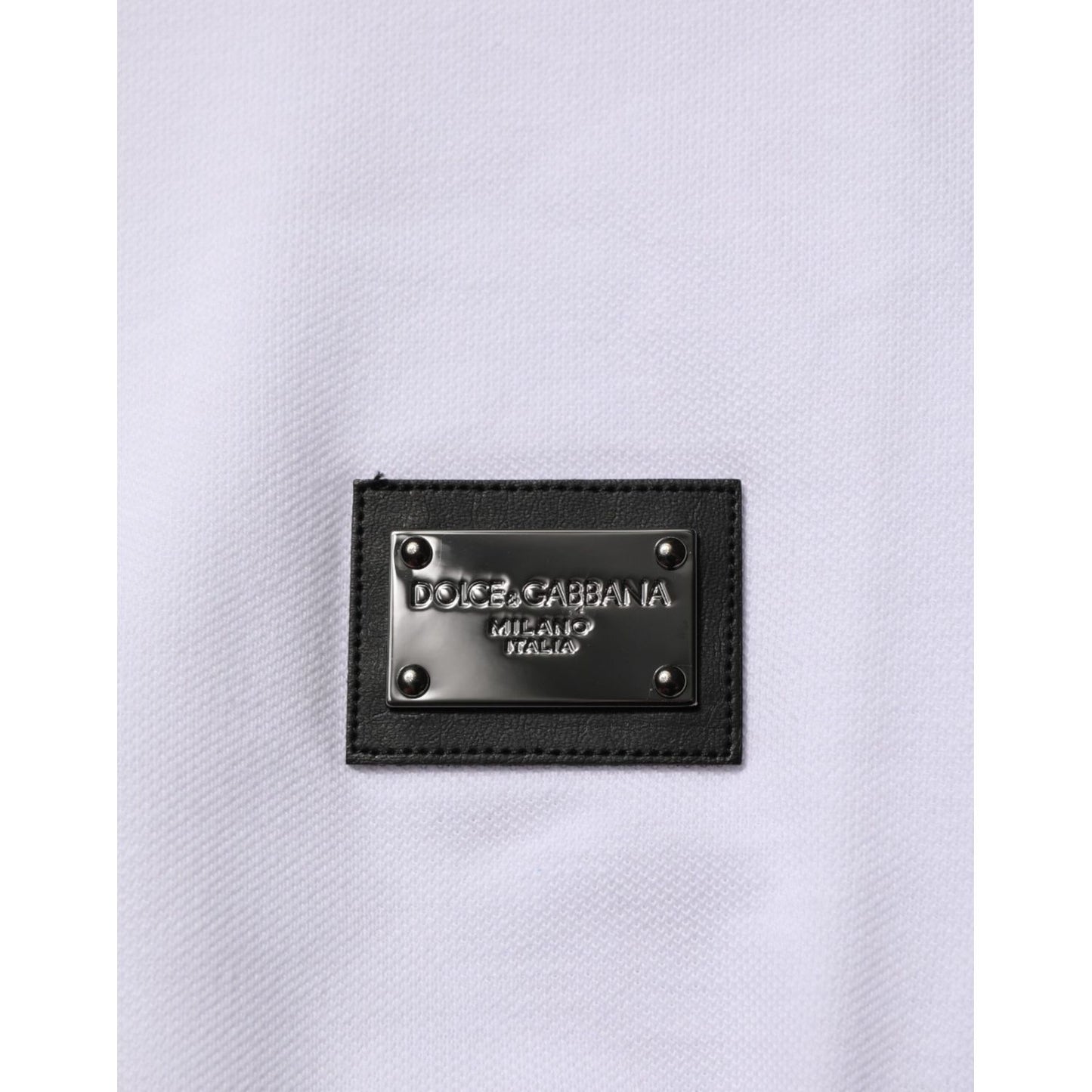 Dolce & Gabbana White Collared Short Sleeves Polo Men T-shirt with logo plaque detail