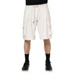 Dolce & Gabbana White Cotton Cargo Bermuda Sweatshorts Shorts with drawstring waist and cargo pockets. Casual and stylish men's shorts.