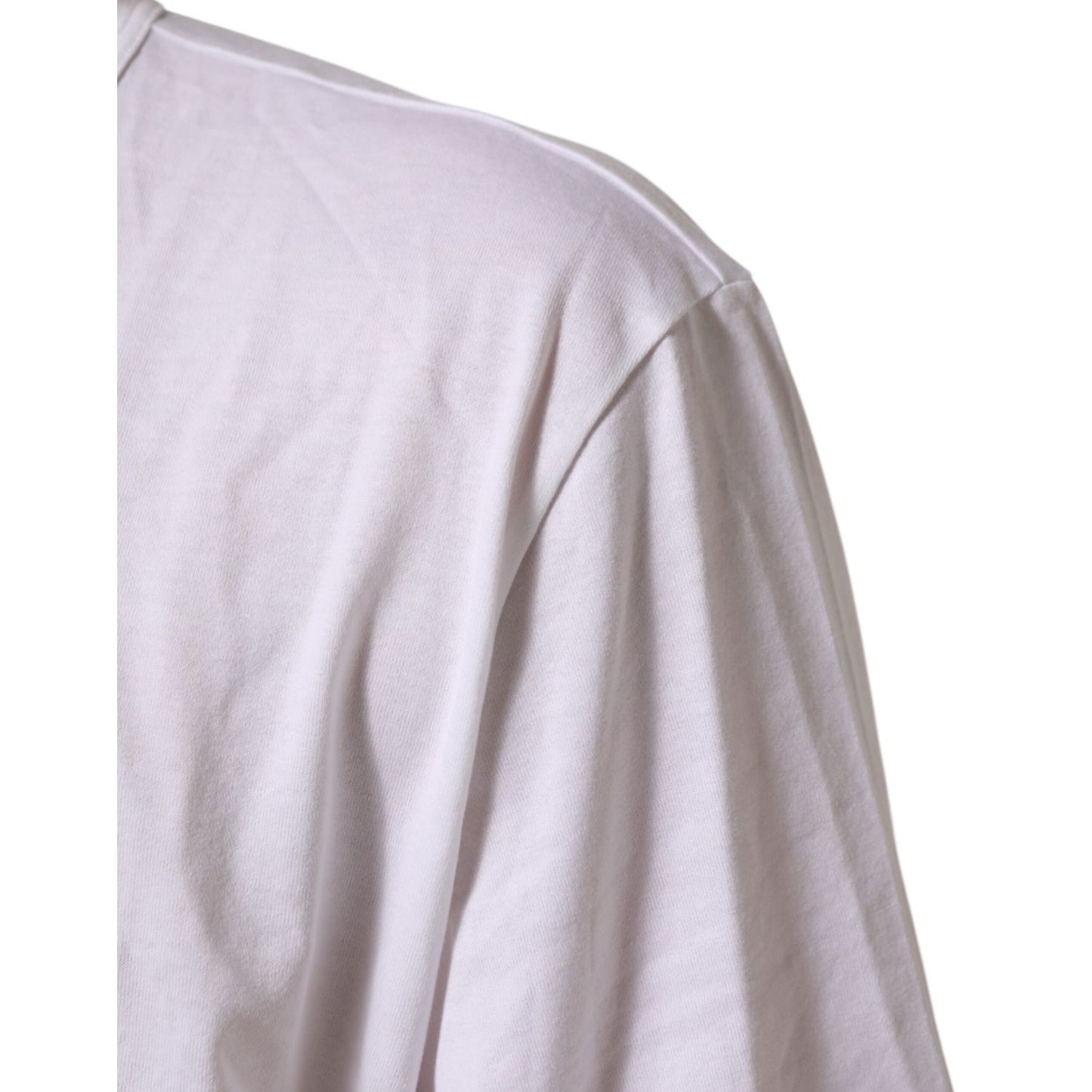 Dolce & Gabbana White Cotton V-Neck Short Sleeves T-shirt