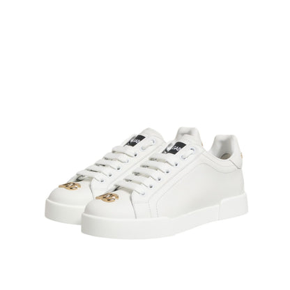 Dolce & Gabbana White DG Leather Low Top Sneakers Shoes