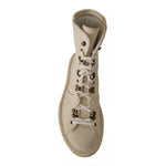 Dolce & Gabbana White Leather Lace Up Mens Boots with rubber sole and logo details, Italian craftsmanship, minor marks visible on shoe