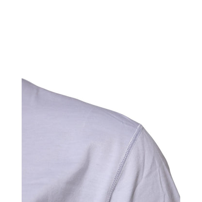 Dolce & Gabbana White Logo Tape Cotton Crew Neck T-shirt close-up showing material and stitching detail.