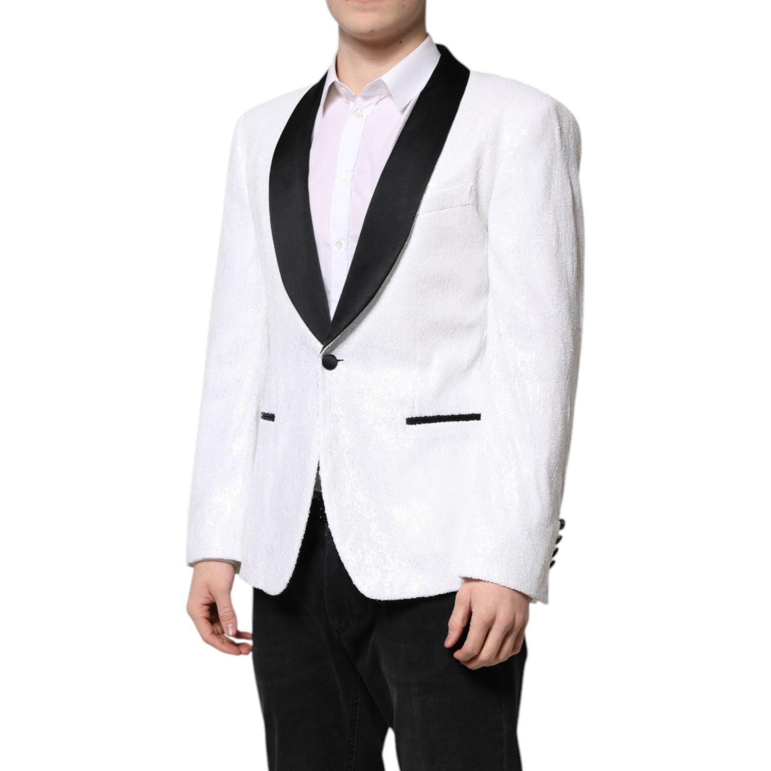 Dolce & Gabbana White Nylon Single Breasted Coat Blazer