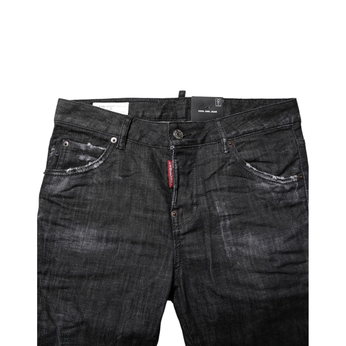Dsquared² Black Washed Cotton Mid Waist Skinny Jeans