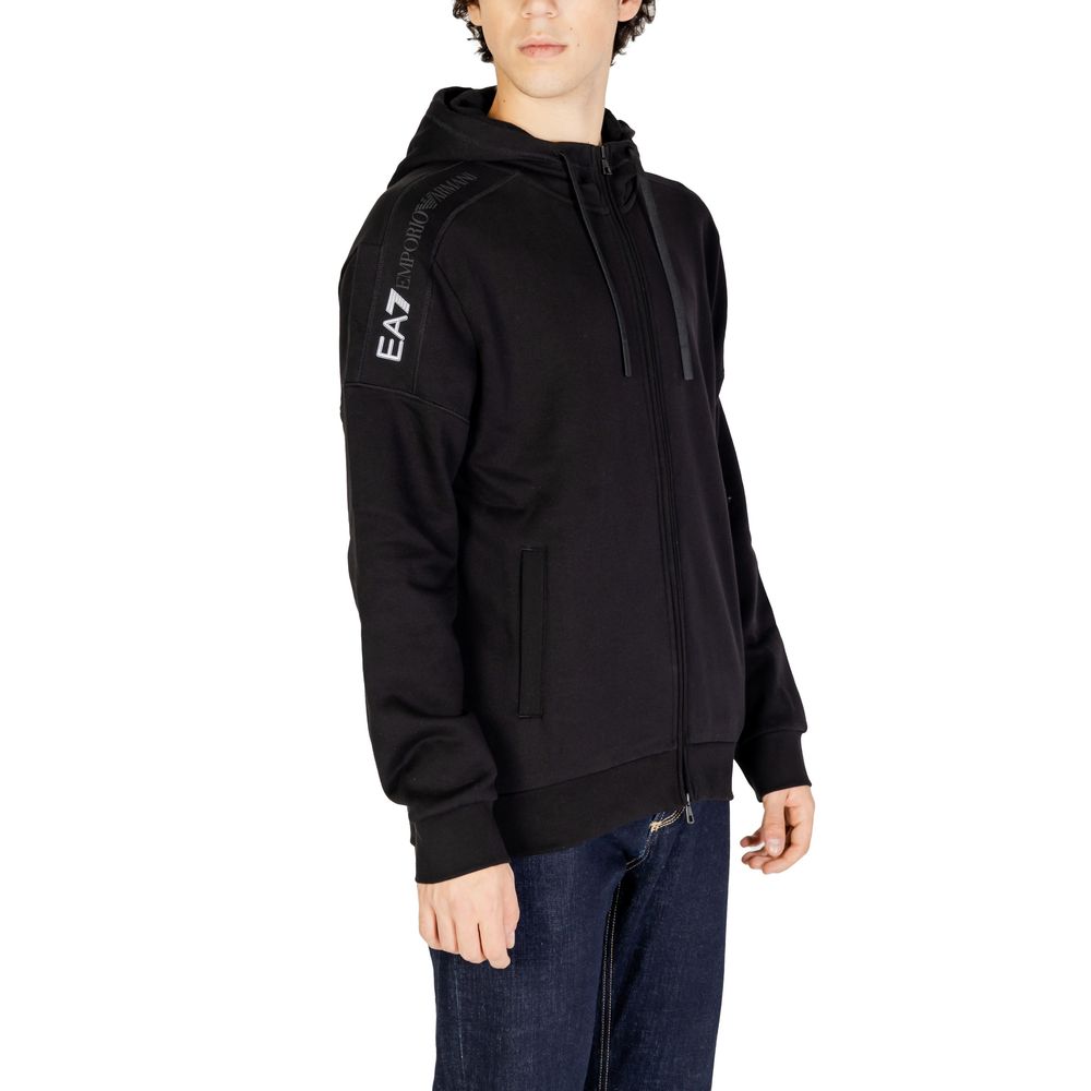 EA7 Emporio Armani Black Cotton Hoodie