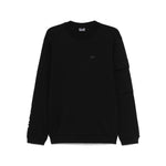 EA7 Sweaters Black cotton crewneck with sleeve flap pocket, mesh panelling, ribbed cuffs, and hem.