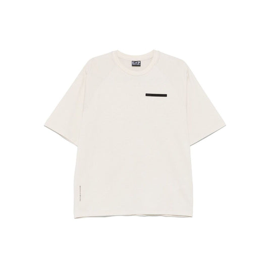 EA7 T-shirts and Polos Beige with ecru mesh panelling short sleeves and logo, cotton crew neck design, true to size fit.