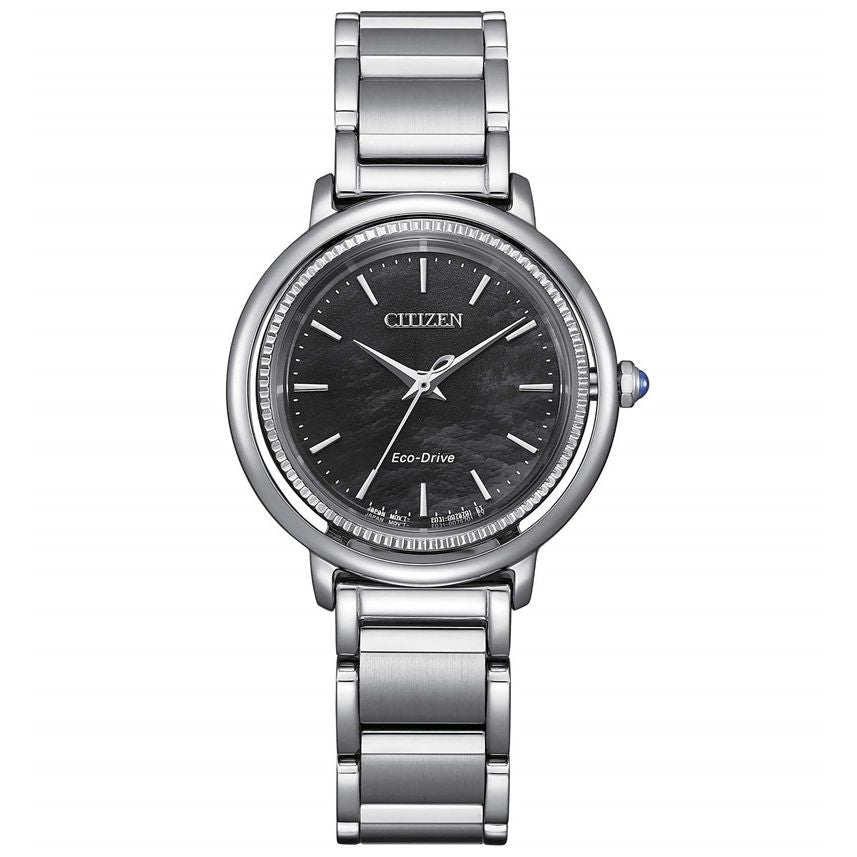 CITIZEN MOD. ARCLY men's watch with stainless steel bracelet and black dial.