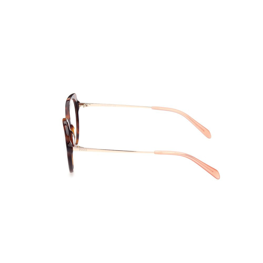 Side view of Emilio Pucci Brown Acetate Frames, illustrating the elegant temple design in brown acetate material.