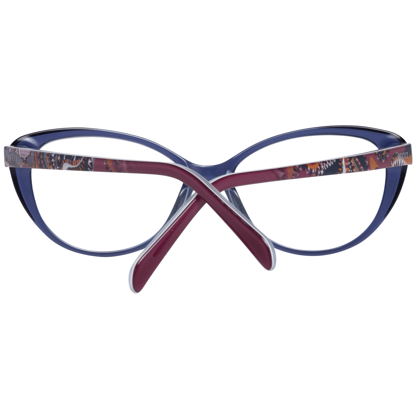 Emilio Pucci Chic Blue Full-Rim Designer Women's Eyewear with unique patterned temples