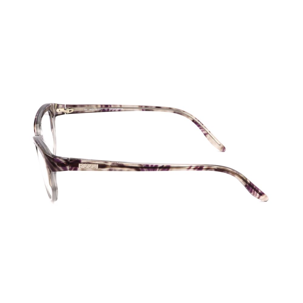 Side view of Emilio Pucci Gray Plastic Frames with zebra pattern temples, 51/16/130mm dimensions.