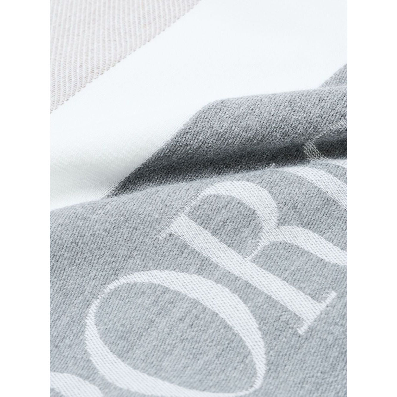 Emporio Armani Stole with multicoloured vertical bands featuring grey logo, jacquard design, and fringed edges for elegant style.