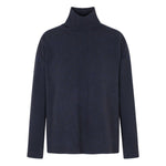 Emporio Armani Sweaters Blue - dark blue roll neck ribbed knit wool turtle-neck sweater with long sleeves and straight hemline.